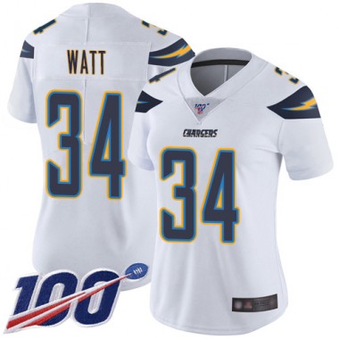 Los Angeles Chargers NFL Football Derek Watt White Jersey Women Limited #34 Road 100th Season Vapor Untouchable->los angeles chargers->NFL Jersey
